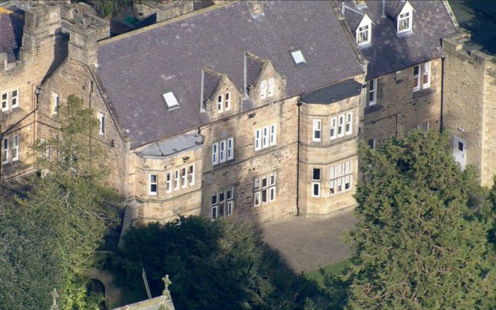 Birds-eye view of an old building