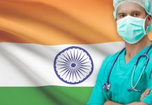 India to draft a national medical tourism strategy Surgeon in front of the Indian flag