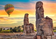 Egypt launches major promotion for medical travel Hot air balloons and Colossus of Memnon in Luxor, Egypt