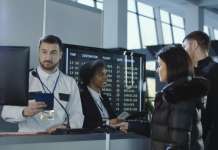 European travel authorisation system starts soon Stock image of airport passport checks, referencing European travel authorisation system