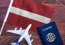 Latvia’s changing inbound medical travel Latvia flag, toy plane and passport, which relates to medical tourism