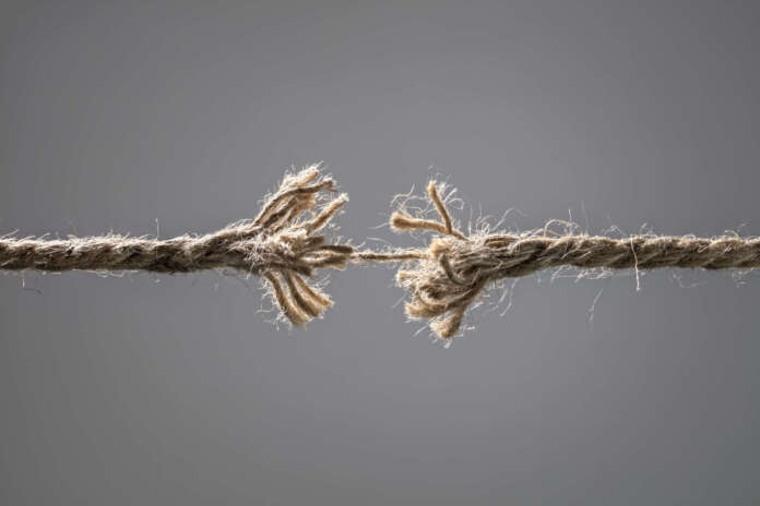 Frayed rope about to break