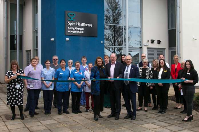 (L-R) Spire Healthcare Non-executive Director Debbie White shareholder Steve Morgan CBE and CEO Justin Ash open the 5.5m Spire Healthcare Abergele Clinic in Nor