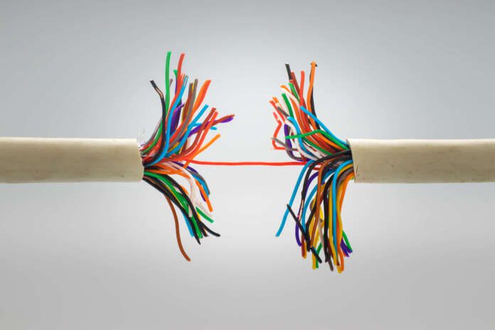 The stranded cable is damaged. Very slow internet connection.