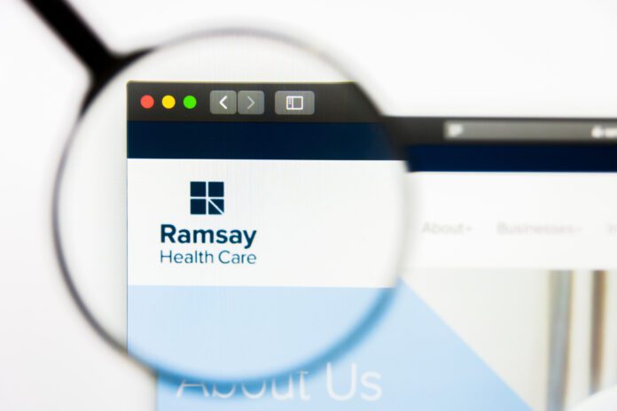 Los Angeles, California, USA - 13 March 2019: Illustrative Editorial, Ramsay Health Care website homepage. Ramsay Health Care logo visible on display screen