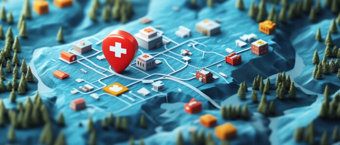 Map design for essential healthcare services during travel