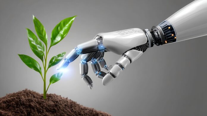 AI Robotics Growing Plant | Sustainable Tech & Environment