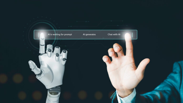 Artificial intelligence AI, think prompt command, AI is waiting for prompt assignment, Futuristic technology transformation, Global Internet connect Chat with AI