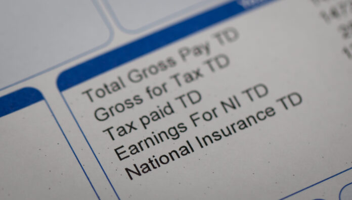 Payslip close up macro